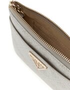 GUESS Калъф за карти Laurel с цип Слонова кост