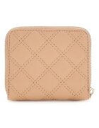 GUESS Капитониран портфейл от еко кожа с лого Бежов