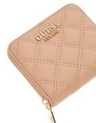 GUESS Капитониран портфейл от еко кожа с лого Бежов