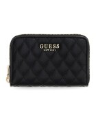 GUESS Капитонирано портмоне Atabey с цип Черен