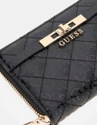 GUESS Капитонирано портмоне с цип Черен