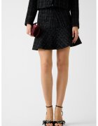 GUESS Къса надиплена пола с вълна - Черен