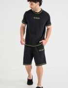 GUESS Къса пижама с лого и контрастни ленти Черен/Лайм зелено