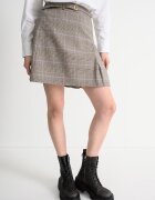 GUESS Къса разкроена пола на каре Лавандула/Светлокафяв/Мръснобял