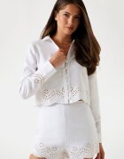 GUESS Къса риза от лен - Бял