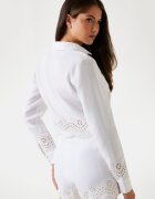 GUESS Къса риза от лен - Бял