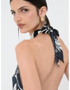 GUESS Къса рокля с халтер деколте - Слонова кост/Черен