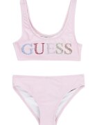 GUESS KIDS Бански от две части с лого от декоративни камъни Бледо розово