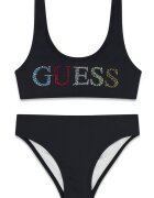 GUESS KIDS Бански от две части с лого от декоративни камъни Черен