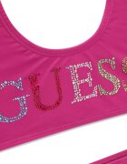 GUESS KIDS Бански от две части с лого от декоративни камъни Фуксия