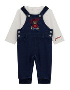 GUESS KIDS Блуза и гащеризон с лого - 2 части - Червен/Мръснобял/Тъмносин