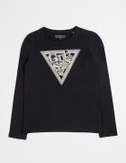 GUESS KIDS Блуза с лого от пайети Черен