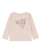 GUESS KIDS Блуза с овално деколте и лого Праскова