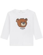 GUESS KIDS Блуза с шарка на плюшено мече и овално деколте Черен/Кафяв/Бял