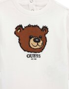 GUESS KIDS Блуза с шарка на плюшено мече и овално деколте Черен/Кафяв/Бял
