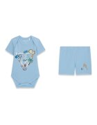 GUESS KIDS Боди с къс ръкав и къс панталон Бял/Небесносин