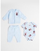GUESS KIDS Боди с принт - суитшърт и панталон - 3 части - Червен/Светлосин