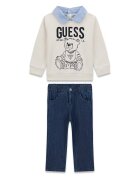 GUESS KIDS Десениран суитшърт и дънки - 2 части - Слонова кост/Тъмносин