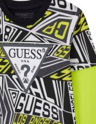 GUESS KIDS Десенирана блуза и спортен панталон - 2 части Черен/Лайм зелено