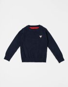 GUESS KIDS Фино плетен пуловер с овално деколте Тъмносин