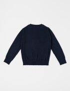 GUESS KIDS Фино плетен пуловер с овално деколте Тъмносин