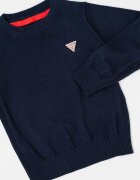 GUESS KIDS Фино плетен пуловер с овално деколте Тъмносин