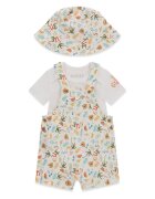 GUESS KIDS Къс гащеризон - боди и шапка - 3 части - Светлокафяв/Мръснобял