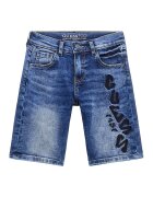 GUESS KIDS Къс панталон със захабен ефект и лого