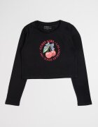 GUESS KIDS Къса блуза с лого Черен