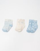 GUESS KIDS Къси чорапи - 3 чифта Слонова кост/Светлосин