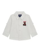 GUESS KIDS Памучна риза с бродирано лого Кафяв/Мръснобял