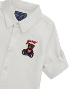 GUESS KIDS Памучна риза с бродирано лого Кафяв/Мръснобял