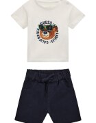GUESS KIDS Памучна тениска и къс панталон 2 части Крем/Тъмносин