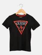 GUESS KIDS Памучна тениска с лого Червен/Черен