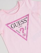 GUESS KIDS Памучна тениска с лого Пастелнорозов