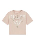 GUESS KIDS Памучна тениска с лого Светло бежово