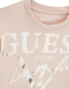 GUESS KIDS Памучна тениска с лого Светло бежово