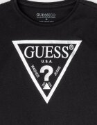 GUESS KIDS Памучна тениска с метализирано лого Черен/Сребрист