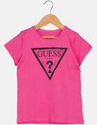 GUESS KIDS Памучна тениска с метализирано лого Фуксия