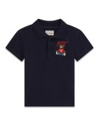 GUESS KIDS Памучна тениска с яка и лого Ултрамарин синьо