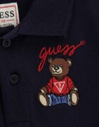GUESS KIDS Памучна тениска с яка и лого Ултрамарин синьо