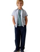 GUESS KIDS Панталон с лен с регулираща се талия - Ултрамарин синьо