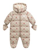 GUESS KIDS Подплатен гащеризон тип ританки с качулка - Червен/Бежов