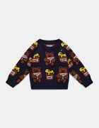 GUESS KIDS Пуловер с овално деколте и принт Кафяв/Ултрамарин синьо/Шафраново жълто