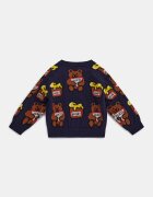GUESS KIDS Пуловер с овално деколте и принт Кафяв/Ултрамарин синьо/Шафраново жълто