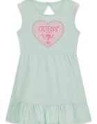 GUESS KIDS Разкроена рокля с лого Бледозелен