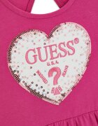 GUESS KIDS Разкроена рокля с лого Фуксия