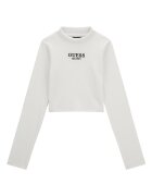 GUESS KIDS Рипсена блуза с бродирано лого Мръснобял