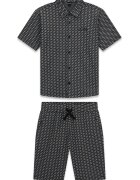GUESS KIDS Риза и шорти с памук - 2 части Черен/Сив