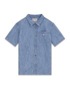 GUESS KIDS Риза от шамбре с класическа яка - Светлосин меланж